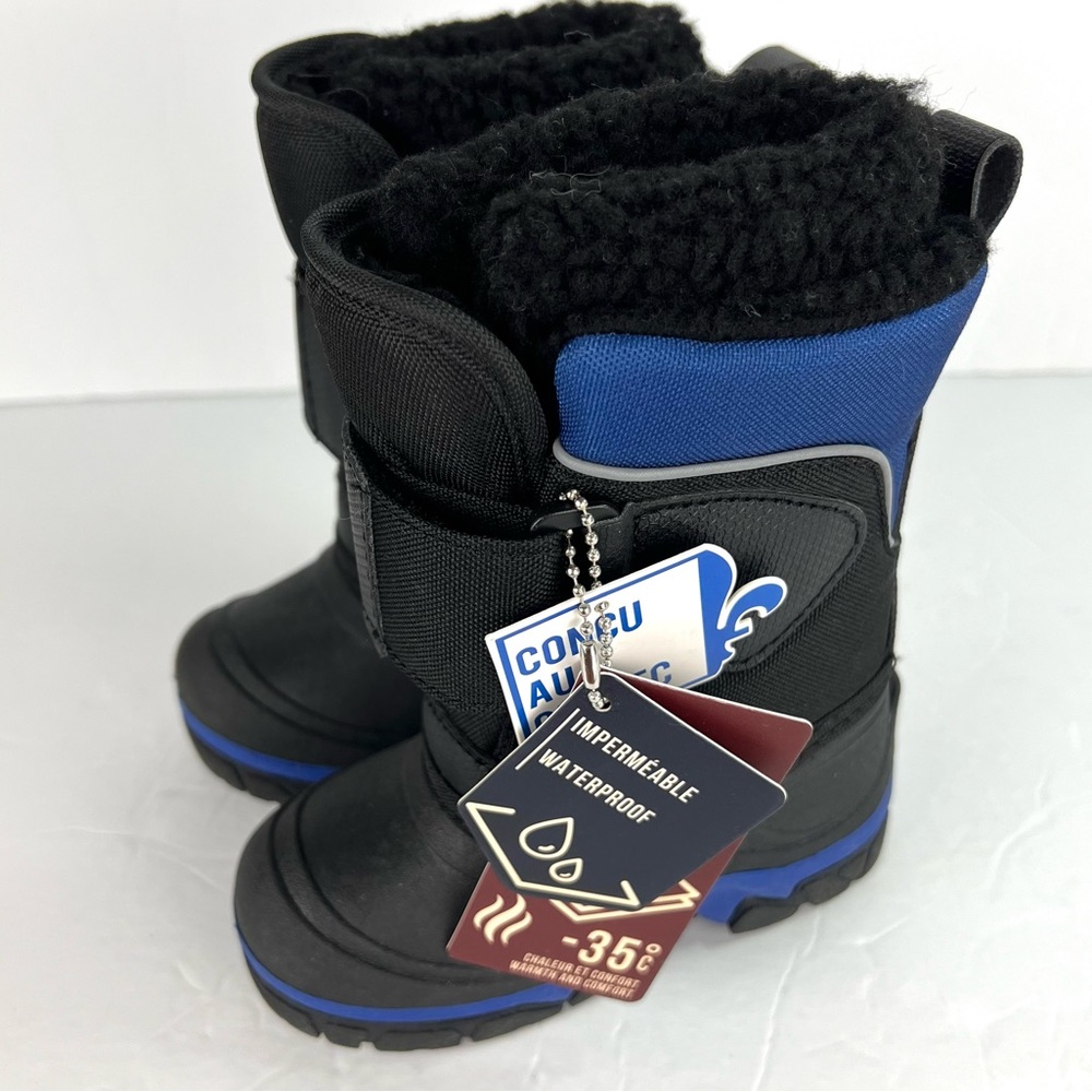Riverland Reeve Toddler Winter Snow Boots sz T5 Black Blue Cozy Warm Waterproof